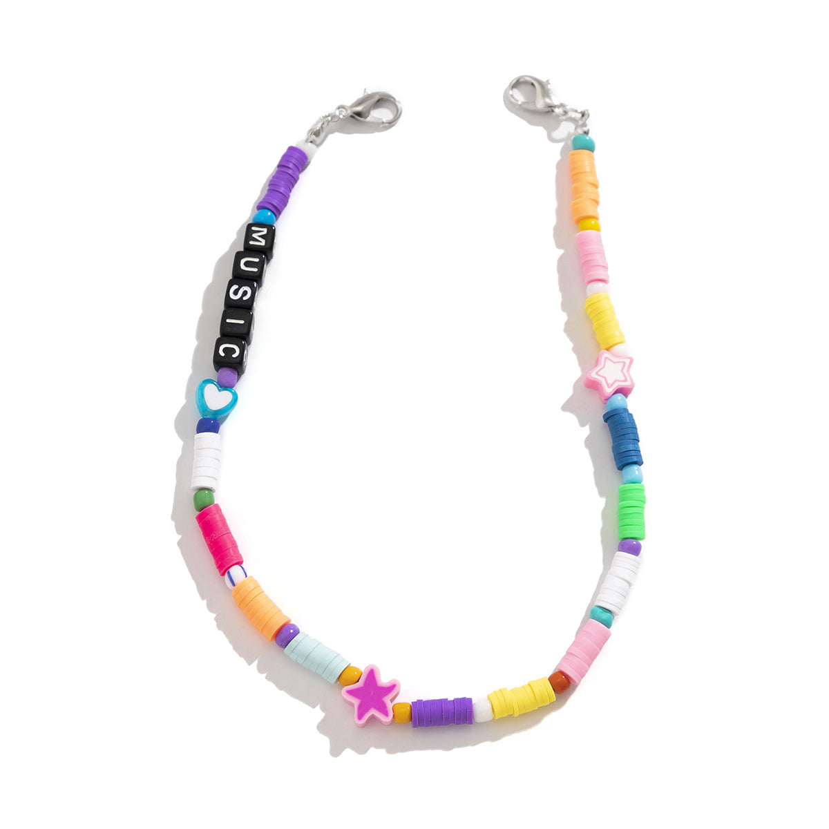 Pink & Black Multicolor 'Music' Beaded Anklet
