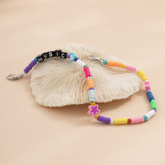 Pink & Black Multicolor 'Music' Beaded Anklet