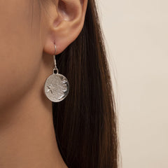 Silver-Plated Moon & Star Disc Drop Earrings