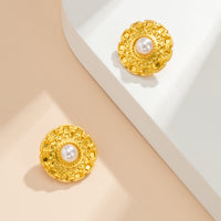 Pearl & 18k Gold-Plated Stud Earrings