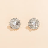 Pearl & Silver-Plated Stud Earrings