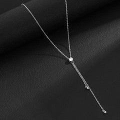 Cubic Zirconia & Silver-Plated Drop Pendant Necklace