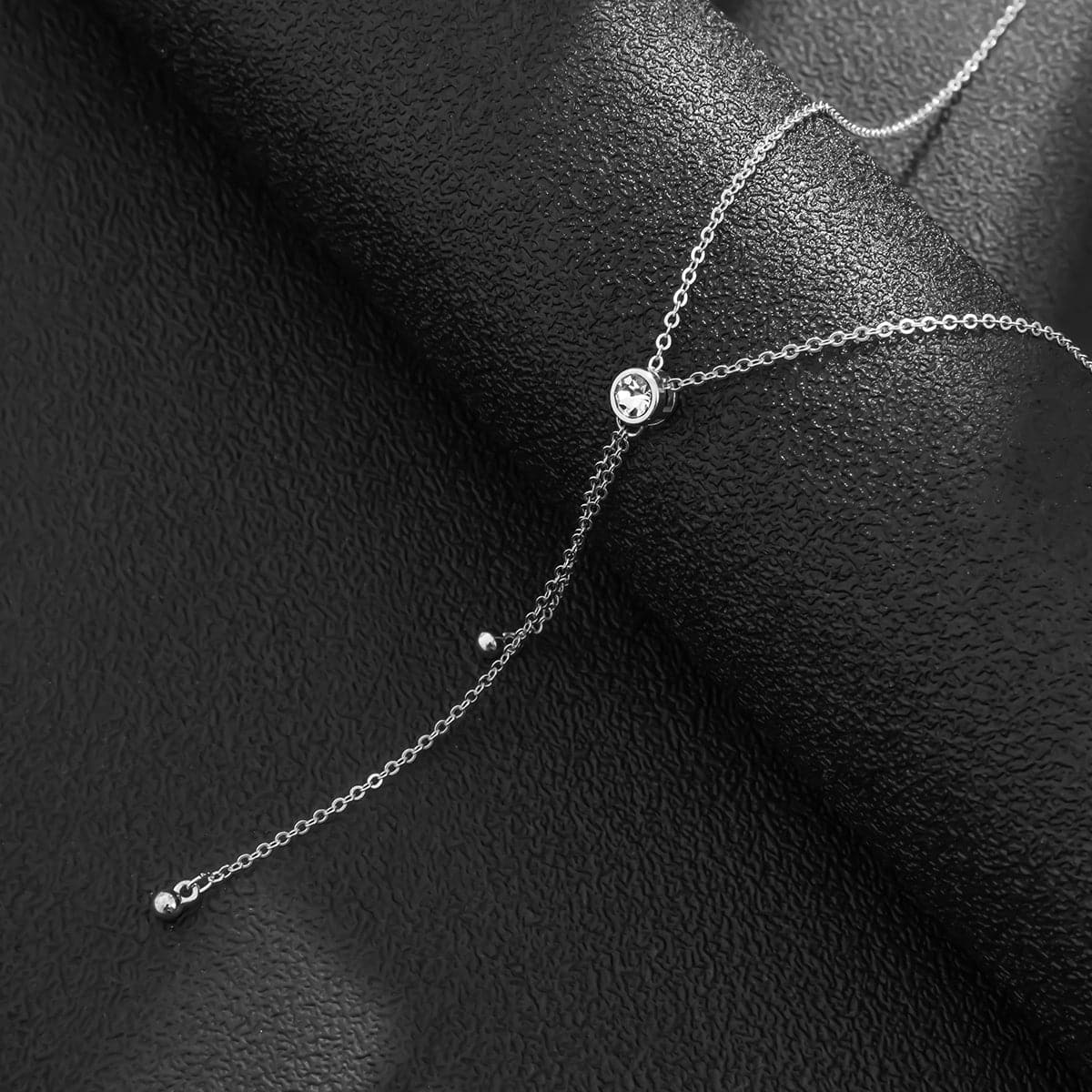 Cubic Zirconia & Silver-Plated Drop Pendant Necklace