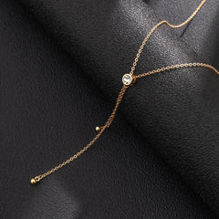Cubic Zirconia & 18K Gold-Plated Drop Pendant Necklace