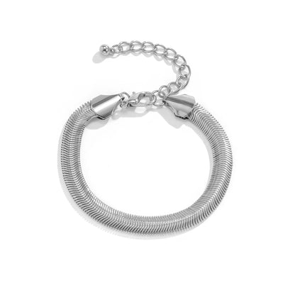 Silver-Plated Snake Chain Bracelet, silver bracelet for women, vintage-inspired design, styled look