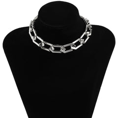 Silver-Plated Open Hexagon Choker Necklace