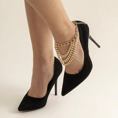 18K Gold-Plated Curb Chain Layered Anklet