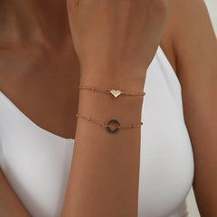 18K Gold-Plated Openwork Heart Charm Bracelet Set