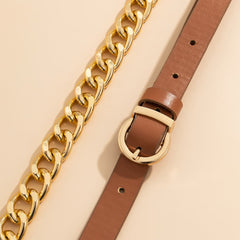 Red Polyurethane & 18K Gold-Plated Duotone Buckle Belt