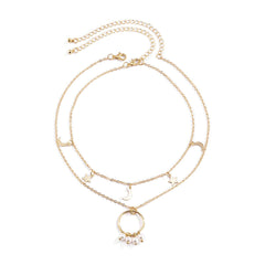 Pearl & 18K Gold-Plated Hoop Celestial Necklace Set