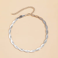 Silvertone Crossing Snake Choker Necklace
