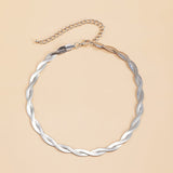 Silvertone Crossing Snake Choker Necklace