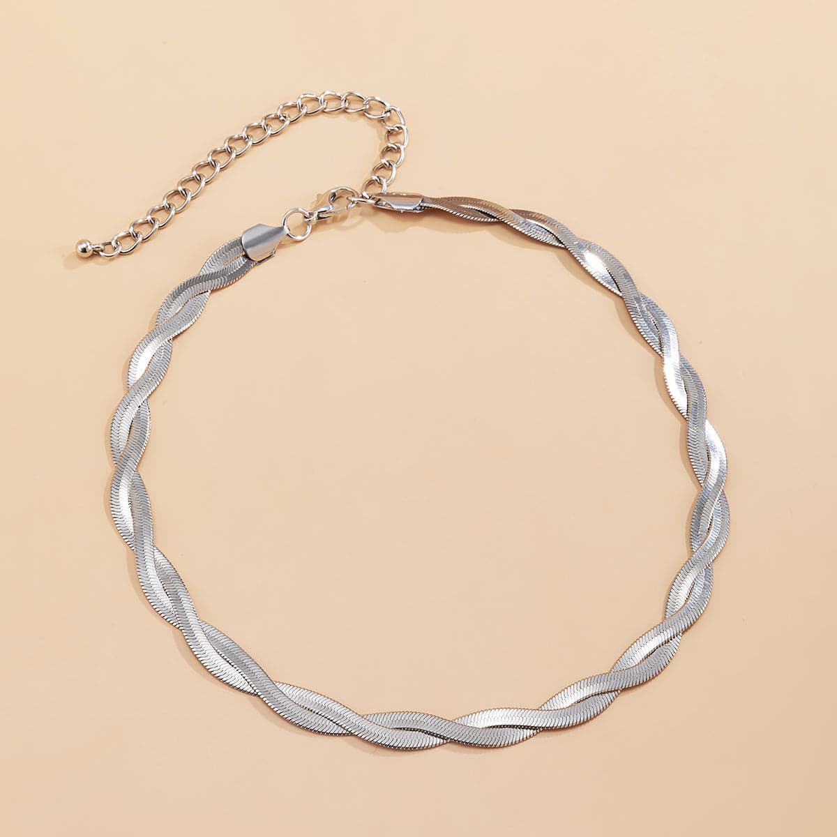 Silver-Plated Crossing Snake Choker Necklace, silver pendant necklace for women, elegant gift for her, detail close-up