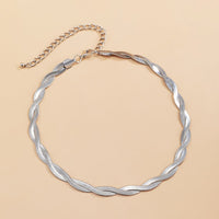 Silvertone Crossing Snake Choker Necklace