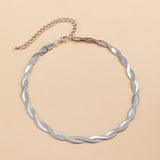 Silvertone Crossing Snake Choker Necklace
