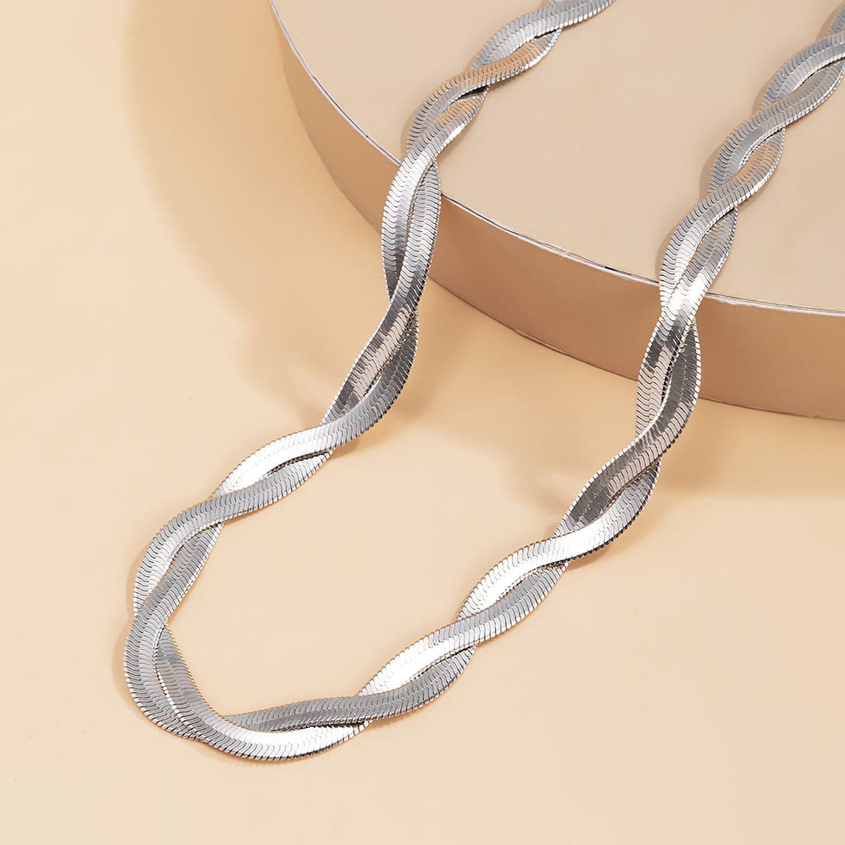 Silver-Plated Crossing Snake Choker Necklace, silver pendant necklace for women, elegant gift for her, lifestyle look