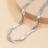 Silvertone Crossing Snake Choker Necklace