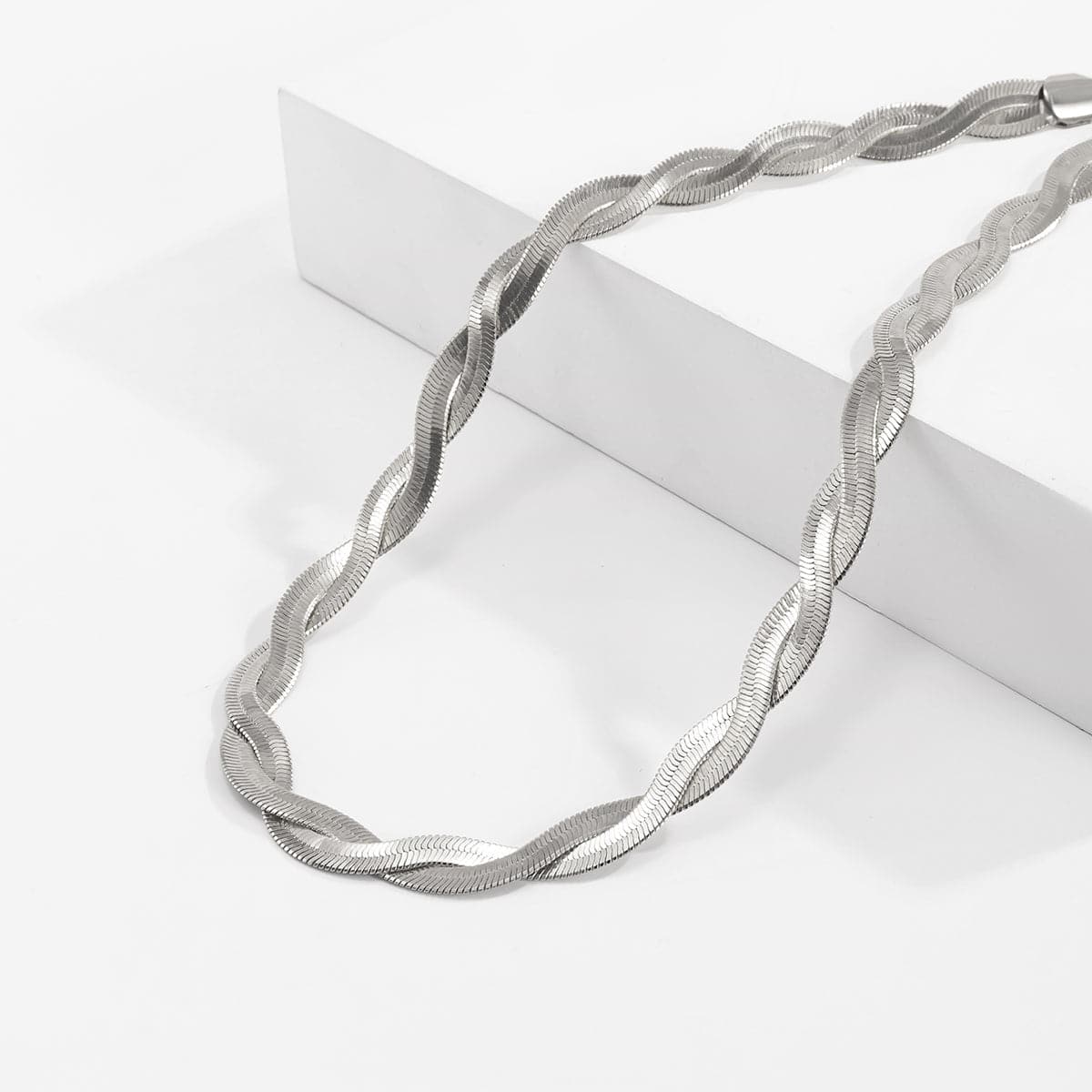 Silver-Plated Crossing Snake Choker Necklace, silver pendant necklace for women, elegant gift for her, styled look