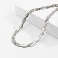 Silvertone Crossing Snake Choker Necklace