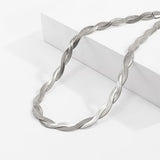 Silvertone Crossing Snake Choker Necklace
