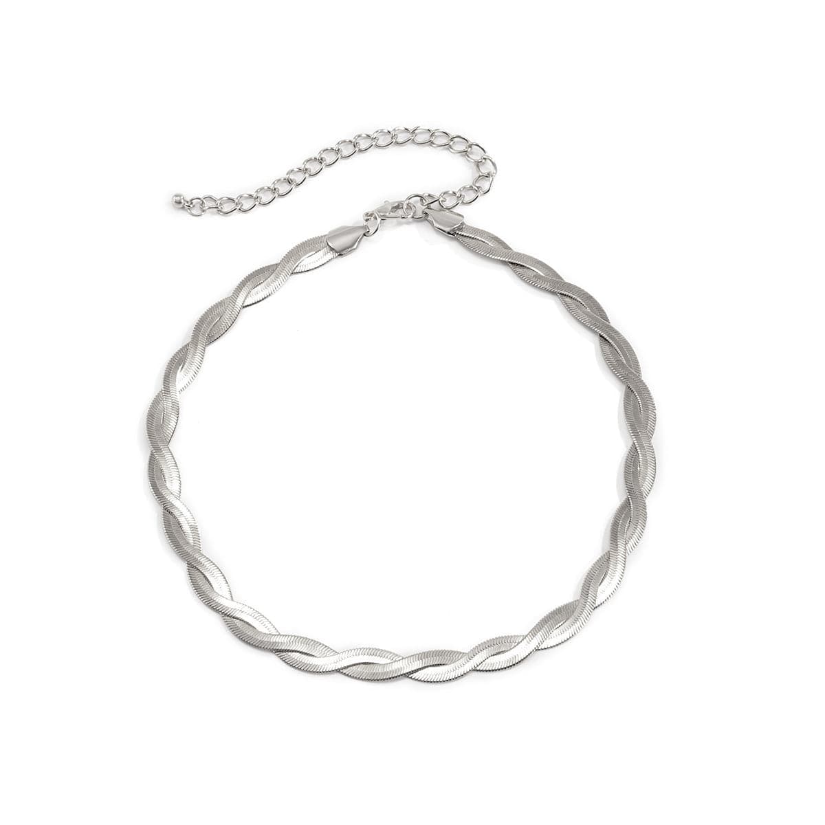 Silver-Plated Crossing Snake Choker Necklace