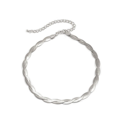 Silver-Plated Crossing Snake Choker Necklace
