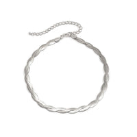 Silvertone Crossing Snake Choker Necklace