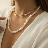 Imitation Pearl & 18K Gold-Plated Choker Necklace Set