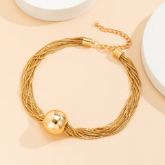 Stunning golden ball chain necklace, crafted in 18K gold plating, designed as a fashionable multi-chain collar.