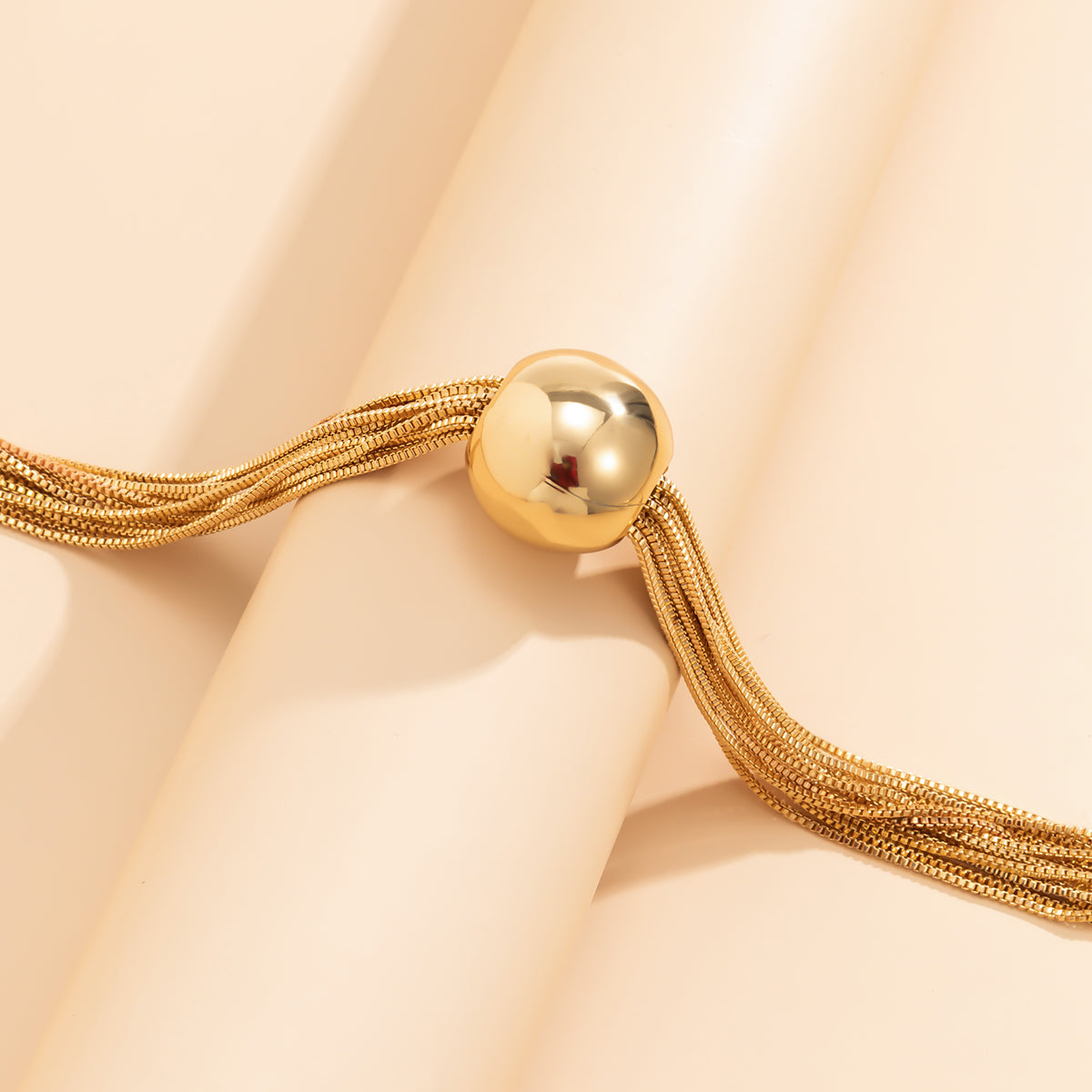 Exquisite 18K gold-plated collar necklace with a golden ball chain, ideal for elevating your jewelry collection.