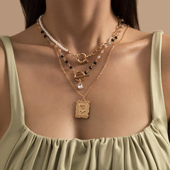 Cubic Zirconia & Pearl 18K Gold-Plated Rose Pendant Necklace Set