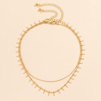 18K Gold-Plated Spike and Chain Necklace Set, jewelry gift sets for women, everyday style, detail close-up