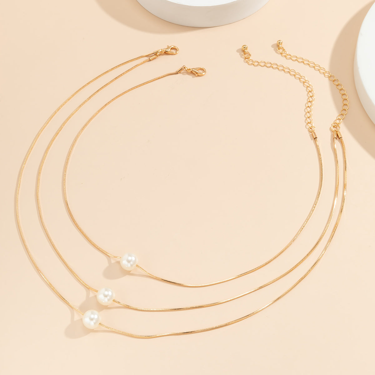 Pearl and 18K Gold-Plated Layered Necklace Set, jewelry gift sets for women, dainty minimalist design, styled look