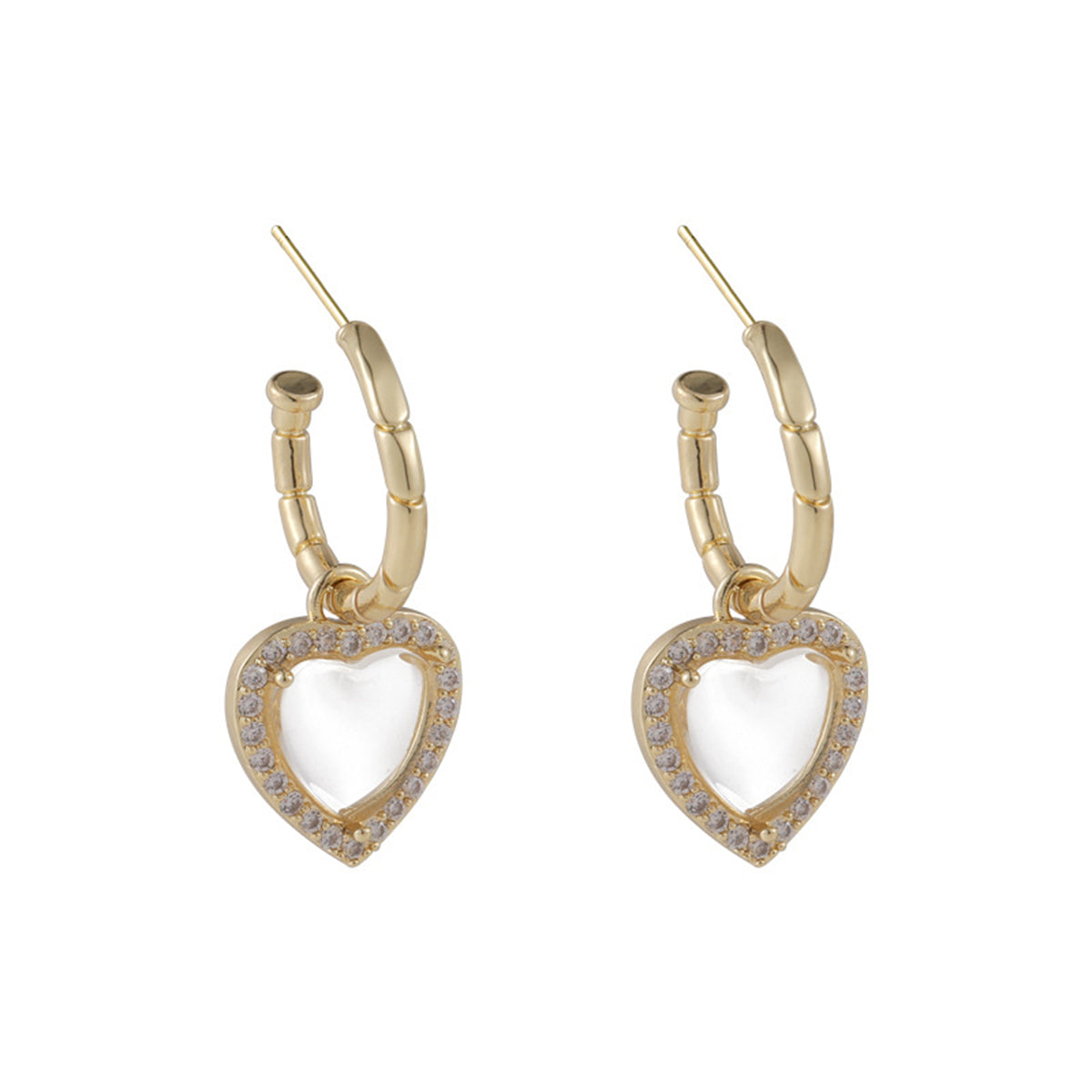Crystal & Cubic Zirconia Pavé Hola Heart Huggie Earrings