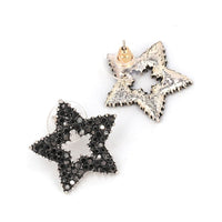 Black Cubic Zirconia & Silver-Plated Cutout Star Stud Earrings