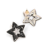 Black Cubic Zirconia & Silver-Plated Cutout Star Stud Earrings