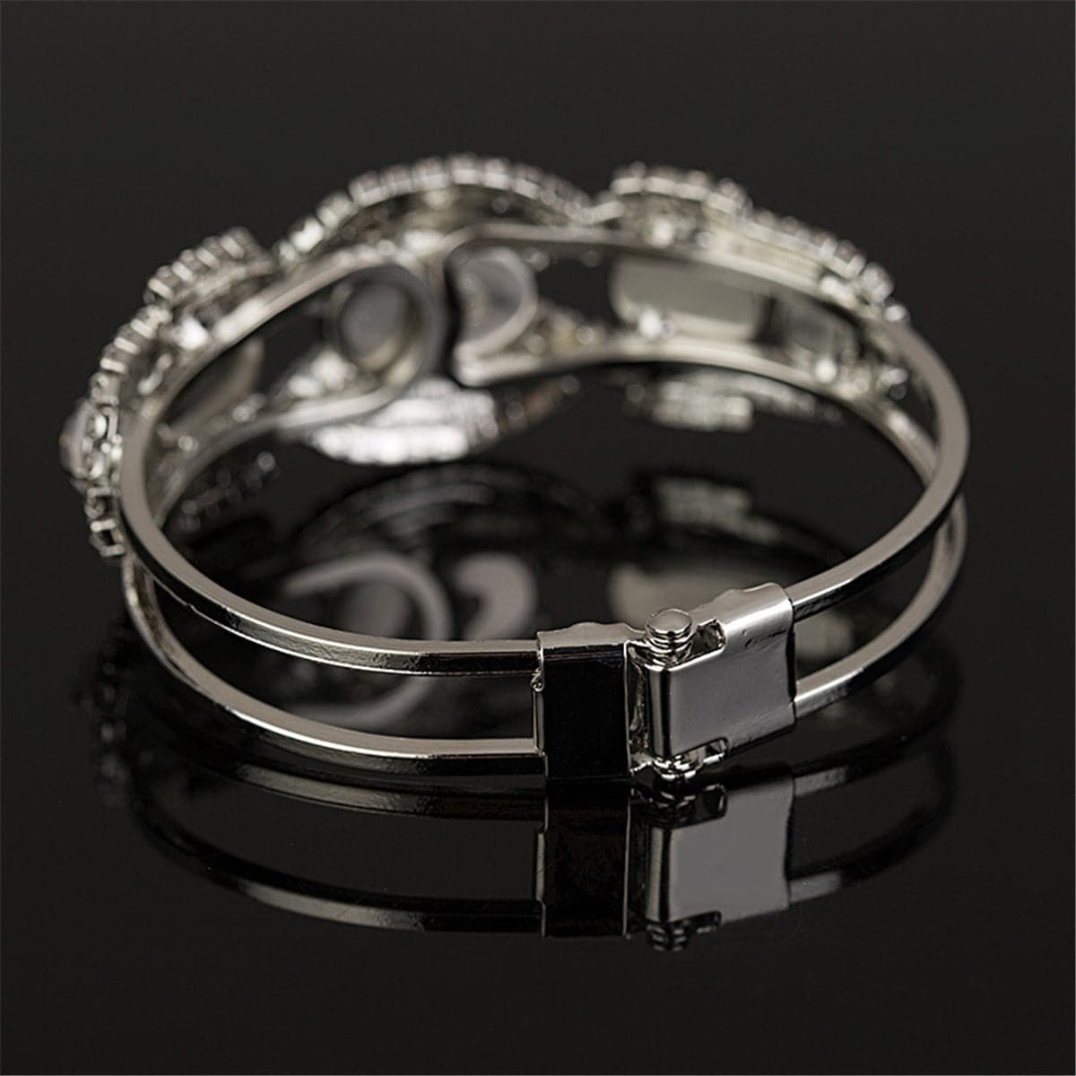 Red & Silver-Plated Oval Bangle