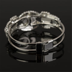 Red & Silver-Plated Oval Bangle