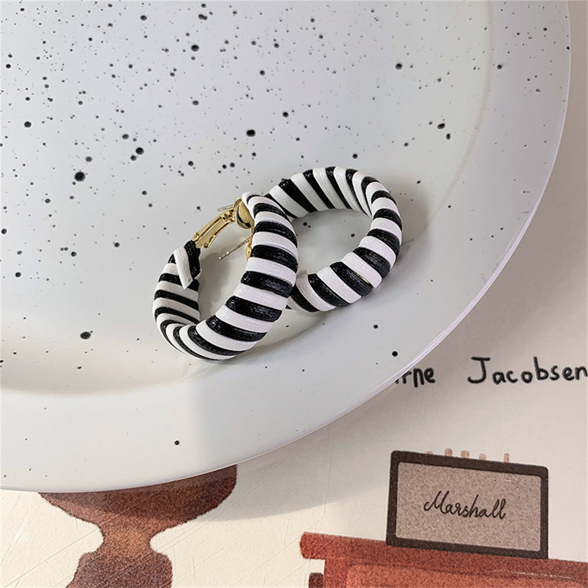 Polystyrene & 18K Gold-Plated Stripe Hoop Earrings