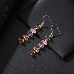 Green Crystal & 18K Rose Gold-Plated Line Drop Earrings