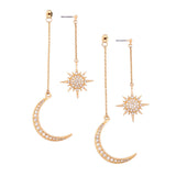 Cubic Zirconia & Goldtone Sun & Moon Drop Earrings