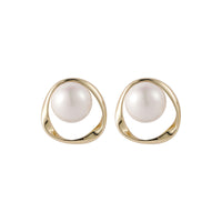 Pearl & 18k Gold-Plated Stud Earrings