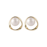 Pearl & 18k Gold-Plated Stud Earrings