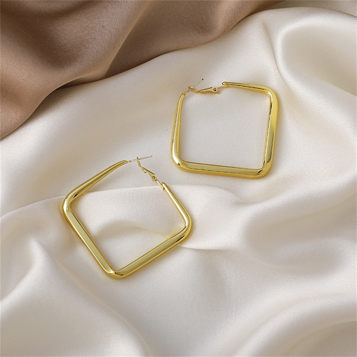18K Gold-Plated Open Square Hoop Earrings