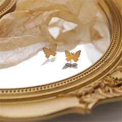Dazzling butterfly-shaped earrings in 18K gold plating, perfect for adding a whimsical flair to your accessory game.