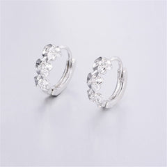 Cubic Zirconia & Silver-Plated Flower Clip-On Earrings