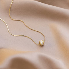 Cubic Zirconia & 18K Gold-Plated Cylinder Pendant Necklace