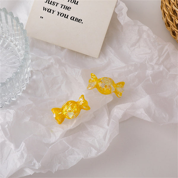 Yellow & Silver-Plated Candy Stud Earrings