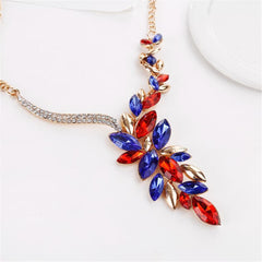 Cubic Zirconia & 18K Gold-Plated Red Statement Earrings & Necklace
