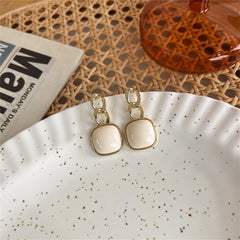 Cream Resin & 18K Gold-Plated Chain Square Drop Earrings